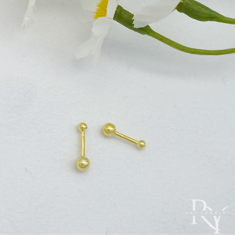 Solid Silver Screw backs studs Earrings-Short post 6mm Gold - ESB001